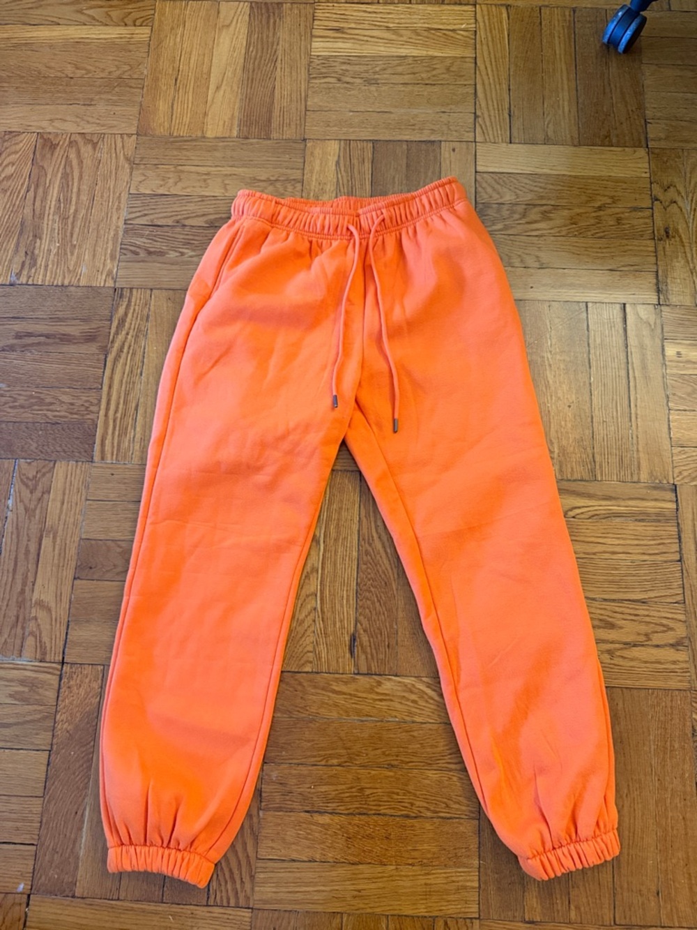 Bright Orange Fleece Joggers with Elastic Waist